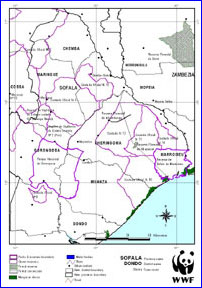 Derre, Inhamitanga & Nampacue FRs - Map from WWF EARPO